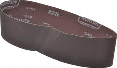 Norton - 3" Wide x 24" OAL, 240 Grit, Aluminum Oxide Abrasive Belt - Aluminum Oxide, Very Fine, Coated, Series R228 - Industrial Tool & Supply