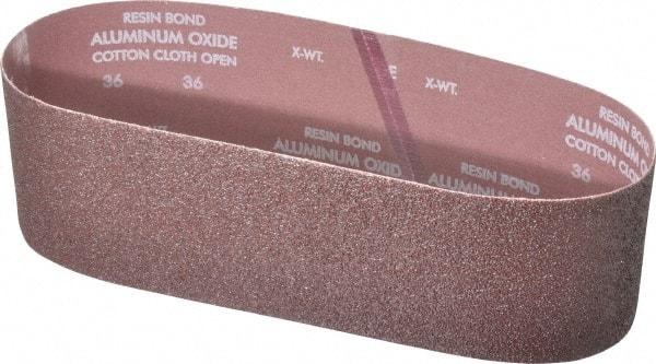 Norton - 4" Wide x 36" OAL, 36 Grit, Aluminum Oxide Abrasive Belt - Aluminum Oxide, Very Coarse, Coated, X Weighted Cloth Backing, Series R228 - Industrial Tool & Supply