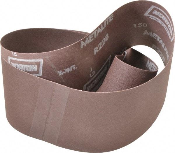 Norton - 4" Wide x 54" OAL, 150 Grit, Aluminum Oxide Abrasive Belt - Aluminum Oxide, Very Fine, Coated, Series R228 - Industrial Tool & Supply