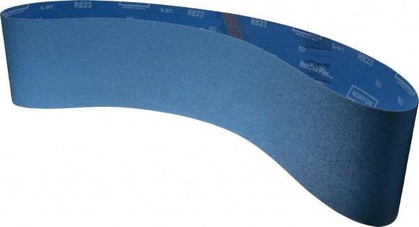 Norton - 6" Wide x 60" OAL, 80 Grit, Zirconia Alumina Abrasive Belt - Zirconia Alumina, Medium, Coated, X Weighted Cloth Backing, Series R823 - Industrial Tool & Supply