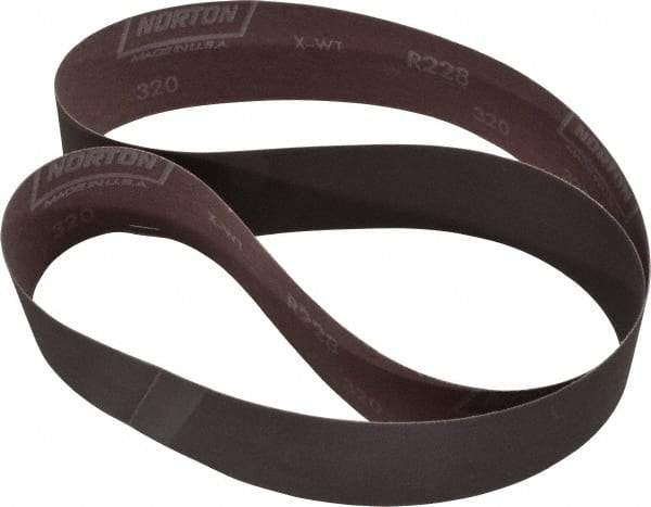 Norton - 2" Wide x 48" OAL, 320 Grit, Aluminum Oxide Abrasive Belt - Aluminum Oxide, Extra Fine, Coated, Series R228 - Industrial Tool & Supply