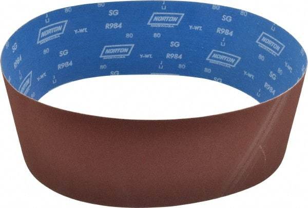 Norton - 6" Wide x 48" OAL, 80 Grit, Ceramic Abrasive Belt - Ceramic, Medium, Coated, Y Weighted Cloth Backing, Series R984 - Industrial Tool & Supply