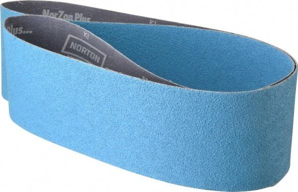 Norton - 4" Wide x 54" OAL, 50 Grit, Zirconia Alumina Abrasive Belt - Zirconia Alumina, Coarse, Coated, Y Weighted Cloth Backing, Series R821 - Industrial Tool & Supply