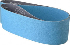 Norton - 4" Wide x 54" OAL, 50 Grit, Zirconia Alumina Abrasive Belt - Zirconia Alumina, Coarse, Coated, Y Weighted Cloth Backing, Series R821 - Industrial Tool & Supply