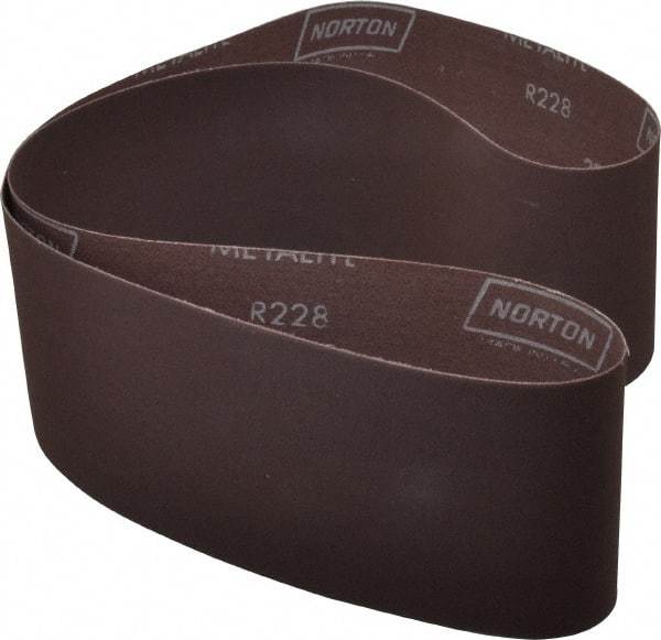 Norton - 4" Wide x 54" OAL, 220 Grit, Aluminum Oxide Abrasive Belt - Aluminum Oxide, Very Fine, Coated, Series R228 - Industrial Tool & Supply
