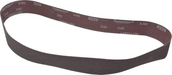 Norton - 2" Wide x 48" OAL, 240 Grit, Aluminum Oxide Abrasive Belt - Aluminum Oxide, Very Fine, Coated, Series R228 - Industrial Tool & Supply