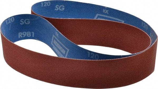 Norton - 2" Wide x 48" OAL, 120 Grit, Ceramic Abrasive Belt - Ceramic, Fine, Coated, Y Weighted Cloth Backing, Series R981 - Industrial Tool & Supply