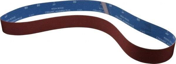 Norton - 2" Wide x 60" OAL, 80 Grit, Ceramic Abrasive Belt - Ceramic, Medium, Coated, Y Weighted Cloth Backing, Series R981 - Industrial Tool & Supply