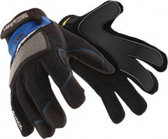 HexArmor - Size L (9), ANSI Cut Lvl A6, Puncture Lvl 3, Synthetic Leather Cut & Puncture Resistant Gloves - Hook & Loop Cuff, Black/Blue, Paired - Industrial Tool & Supply