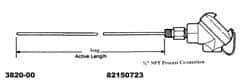Thermo Electric - -148 to 900°F, 100 OMS Industrial RTD, Thermocouple Probe - 1/2 Inch Hex Mount, 12 Inch Probe Sheath Length, 10 Sec Response Time - Industrial Tool & Supply