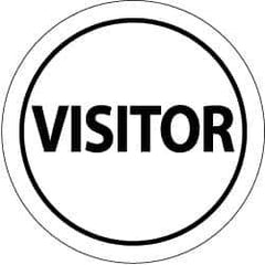 NMC - Visitor, Hard Hat Label - Black on White, 2" Thick, For Visitor - Industrial Tool & Supply