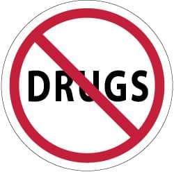 NMC - Drugs, Hard Hat Label - Red & Black on White, 2" Thick, For Accident Prevention - Industrial Tool & Supply