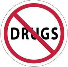 NMC - Drugs, Hard Hat Label - Red & Black on White, 2" Thick, For Accident Prevention - Industrial Tool & Supply