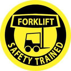 NMC - Forklift Safety Trained, Hard Hat Label - Black on Yellow, 2" Thick, For Accident Prevention - Industrial Tool & Supply
