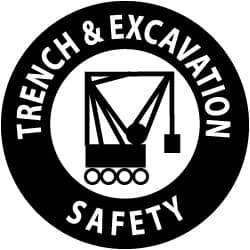 NMC - Trench & Excavation Safety, Hard Hat Label - Black on White, 2" Thick, For Accident Prevention - Industrial Tool & Supply