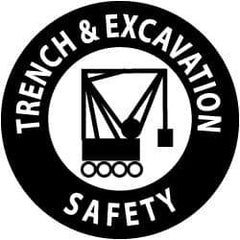 NMC - Trench & Excavation Safety, Hard Hat Label - Black on White, 2" Thick, For Accident Prevention - Industrial Tool & Supply