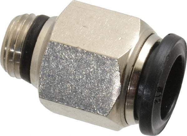 Alpha Technologies - 12mm Outside Diam, 1/4 Universal, Nickel Plated Brass Push-to-Connect Tube Male Connector - 250 Max psi, Tube to Universal Thread Connection, Buna O-Ring - Industrial Tool & Supply
