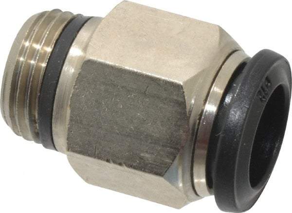 Alpha Technologies - 12mm Outside Diam, 3/8 Universal, Nickel Plated Brass Push-to-Connect Tube Male Connector - 250 Max psi, Tube to Universal Thread Connection, Buna O-Ring - Industrial Tool & Supply