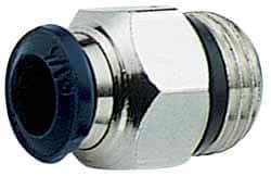 Alpha Technologies - 1/2" Outside Diam, 1/4 Universal Thread, Nickel Plated Brass Push-to-Connect Male Connector - 250 Max psi, Tube to Universal Thread Connection, Buna O-Ring - Industrial Tool & Supply