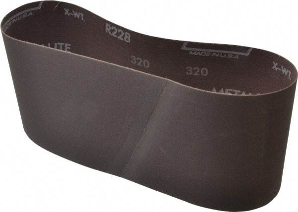 Norton - 4" Wide x 24" OAL, 320 Grit, Aluminum Oxide Abrasive Belt - Aluminum Oxide, Extra Fine, Coated, Series R228 - Industrial Tool & Supply