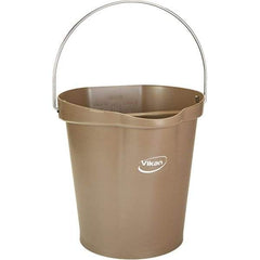 Vikan - 3 Gal, 12-1/2" High, Polypropylene Round Brown Single Pail with Pour Spout - Handle Included, 12.81" Top Diam - Industrial Tool & Supply