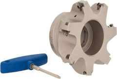 Iscar - 7 Inserts, 5" Cut Diam, 1-1/2" Arbor Diam, 0.512" Max Depth of Cut, Indexable Square-Shoulder Face Mill - 0/90° Lead Angle, 2-1/2" High, HM390 TDKT 1505 Insert Compatibility, Through Coolant, Series HeliIQMill - Industrial Tool & Supply