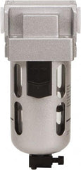 PRO-SOURCE - 1" Port Coalescing Filter - Polycarbonate with Metal Guard Bowl, Semi Automatic Drain, 116 Max psi, 0.01 Micron Rating, 3.54" Wide x 10.24" High - Industrial Tool & Supply