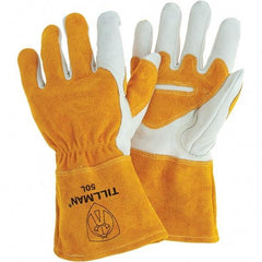 TILLMAN - Welder's & Heat Protective Gloves - 4"CUFF WHT/GLD LRG 1PR COWHIDE MIG GLOVES - Industrial Tool & Supply