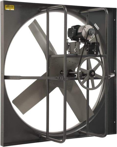 Americraft - 48" Blade, Belt Drive, 5 hp, 33,160 CFM, TEFC Exhaust Fan - 54-1/2" Opening Height x 54-1/2" Opening Width, 15.2/7.6 Amp, 230/460 Volt, 1 Speed, Three Phase - Industrial Tool & Supply
