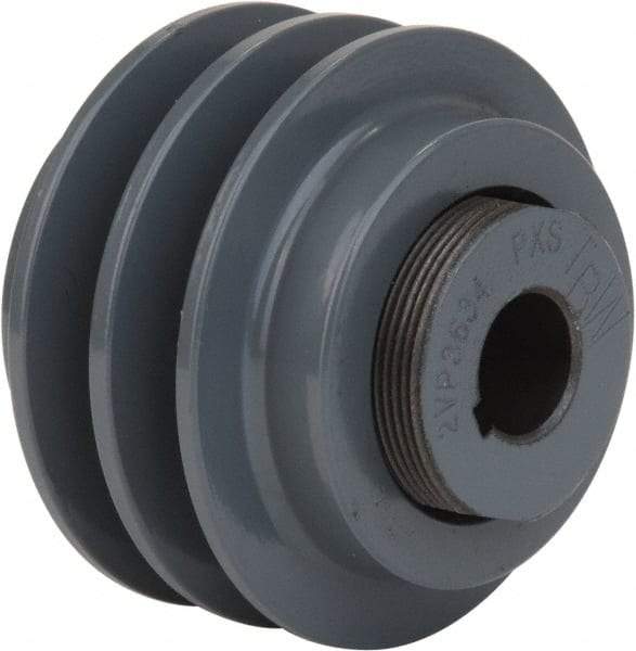 TB Wood's - 7/8" Inside Diam x 3.95" Outside Diam, 2 Groove, Variable Pitched Type 2 Sheave - Belt Sections 3L, 4L, A, 5L & B, 3" Sheave Thickness, 1-3/16" Side Groove Thickness 1-3/8 to 2-1/8" Face Width - Industrial Tool & Supply
