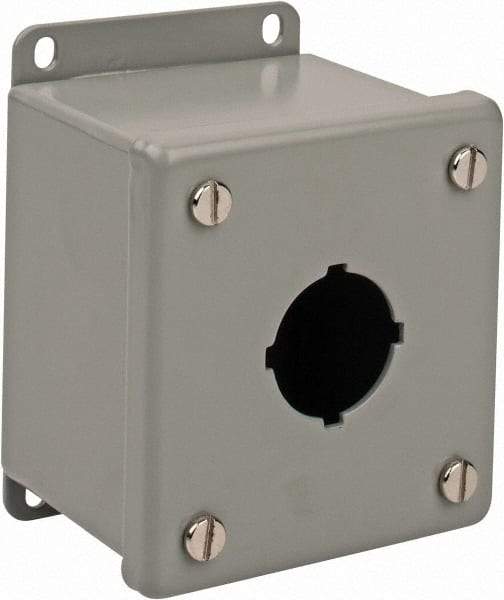 nVent Hoffman - 1 Hole, 1.2 Inch Hole Diameter, Steel Pushbutton Switch Enclosure - 4-1/2 Inch High x 3.47 Inch Wide x 2-3/4 Inch Deep, 12, 13 NEMA Rated - Industrial Tool & Supply