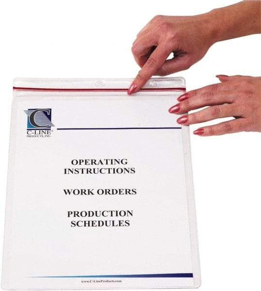 C-LINE - 15 Piece Clear Zipper Shop Ticket Holder - 12" High x 9" Wide - Industrial Tool & Supply