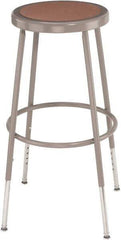 NPS - 16-3/4" Wide x 18-1/2" Deep x 31 to 39" High, Standard Base, Adjustable Height Stool - Hardboard Seat, Gray and Brown - Industrial Tool & Supply
