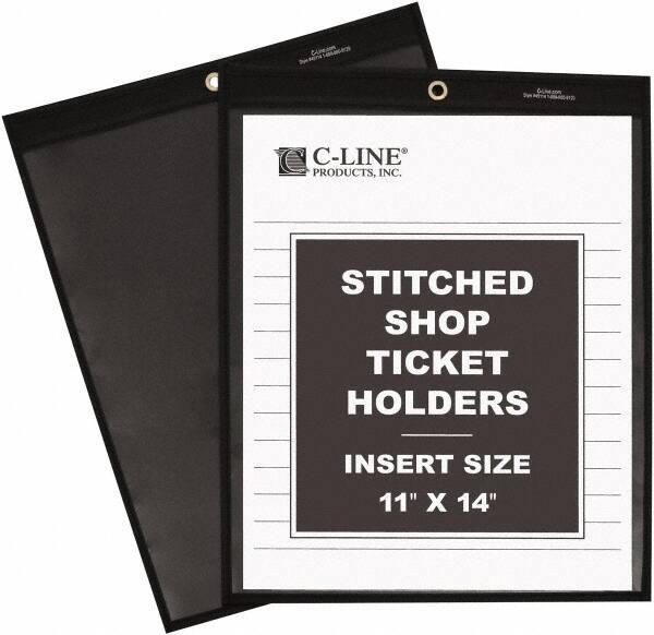 C-LINE - 25 Piece Clear Stitched Shop Ticket Holder - 14" High x 11" Wide - Industrial Tool & Supply