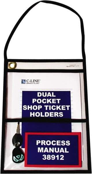 C-LINE - 15 Piece Clear Dual Pocket Stitched Hanging Shop Ticket Holder - 12" High x 9" Wide - Industrial Tool & Supply
