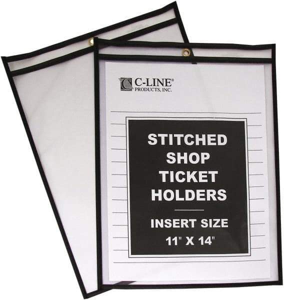 C-LINE - 25 Piece Clear Stitched Shop Ticket Holder - 17" High x 11" Wide - Industrial Tool & Supply