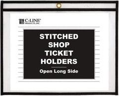 C-LINE - 25 Piece Clear Stitched Shop Ticket Holder-Open Long Side - 11" High x 8-1/2" Wide - Industrial Tool & Supply