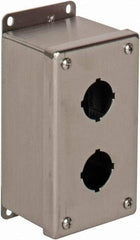 nVent Hoffman - 2 Hole, 1.2 Inch Hole Diameter, Stainless Steel Pushbutton Switch Enclosure - 6-3/4 Inch High x 3.47 Inch Wide x 2-3/4 Inch Deep, 12, 13, 4X NEMA Rated - Industrial Tool & Supply