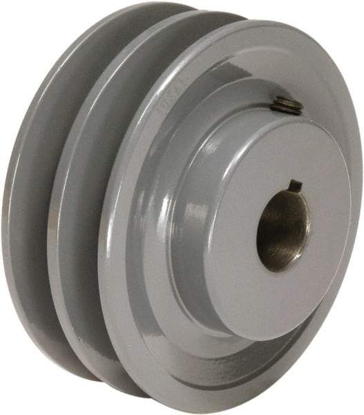 TB Wood's - 1" Bore, 1-3/16 Long, 4-1/4" Outside Diam, Finished Bore Two Groove V Belt Sheave - 1-3/4" Wide, 3.9 Belt Pitch B, 3-1/2" Pitch Diam of 4L Belt - Industrial Tool & Supply