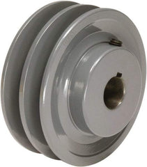 TB Wood's - 1" Bore, 1-3/16 Long, 4.45" Outside Diam, Finished Bore Two Groove V Belt Sheave - 1-3/4" Wide, 4.1 Belt Pitch B, 3.7" Pitch Diam of 4L Belt - Industrial Tool & Supply