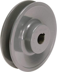 TB Wood's - 1" Bore, 1-3/16 Long, 3.95" Outside Diam, Finished Bore Single Groove V Belt Sheave - 7/8" Wide, 3.6 Belt Pitch B, 3.2" Pitch Diam of 4L Belt - Industrial Tool & Supply