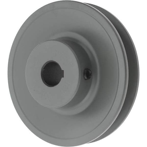 TB Wood's - 5/8" Bore, 1-5/32 Long, 3.95" Outside Diam, Finished Bore Single Groove V Belt Sheave - 3/4" Wide, 3.36" Pitch Diam of 3L Belt, 3.7" Pitch Diam of 4L Belt - Industrial Tool & Supply