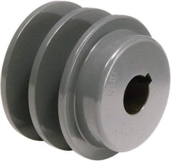 TB Wood's - 7/8" Bore, 1-3/32 Long, 2.95" Outside Diam, Finished Bore Two Groove V Belt Sheave - 1-3/4" Wide, 2.6 Belt Pitch B, 2.2" Pitch Diam of 4L Belt - Industrial Tool & Supply