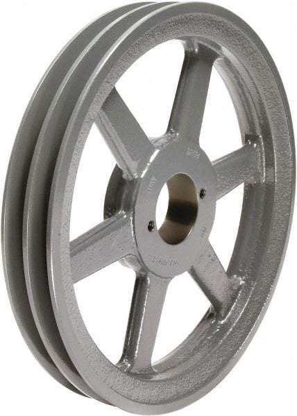 TB Wood's - 2 Groove, 1/2 to 1-1/2 Bore Diam, 6.45" Outside Diam, QD Bushed V Belt Sheave - 5.7 A Diam Belt Pitch - Industrial Tool & Supply