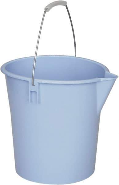 Ability One - 12 Qt, Plastic Round Blue Single Pail with Pour Spout - Handle Included - Industrial Tool & Supply