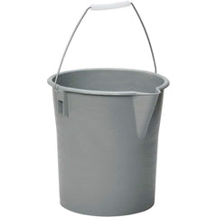 12 Qt, Plastic Round Gray Single Pail with Pour Spout Handle Included