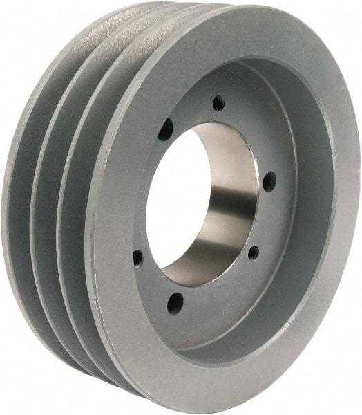 TB Wood's - 3 Groove, 1/2 to 1-15/16 Bore Diam, 5.95" Outside Diam, QD Bushed V Belt Sheave - 5.2 A Diam Belt Pitch - Industrial Tool & Supply