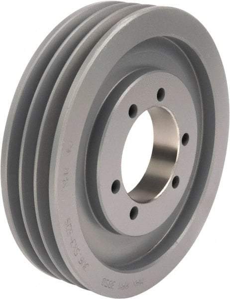 TB Wood's - 3 Groove, 1/2 to 1-15/16 Bore Diam, 7.15" Outside Diam, QD Bushed V Belt Sheave - 6.4 A Diam Belt Pitch - Industrial Tool & Supply