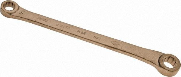 Ampco - 1/2" x 9/16" 12 Point Offset Box Wrench - Double End, 9-1/2" OAL, Aluminum Bronze - Industrial Tool & Supply