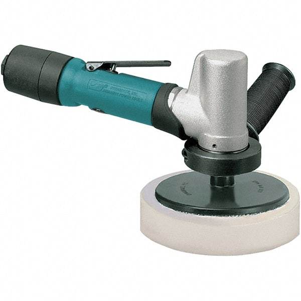 Dynabrade - 4 to 5" Pad Diam, 3,200 RPM, 0.4 hp, Handheld Pneumatic Buffer - 24 CFM, 3/8-24" Spindle Thread, 1/4 NPT Inlet - Industrial Tool & Supply